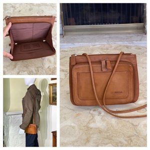 Fossil Leather Organizer Shoulder Bag  Wallet